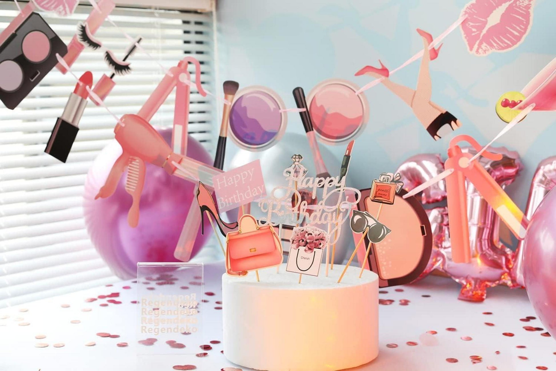 Geburtstagsdeko Damen Set Konfettiballon Champagner Happy Birthday
