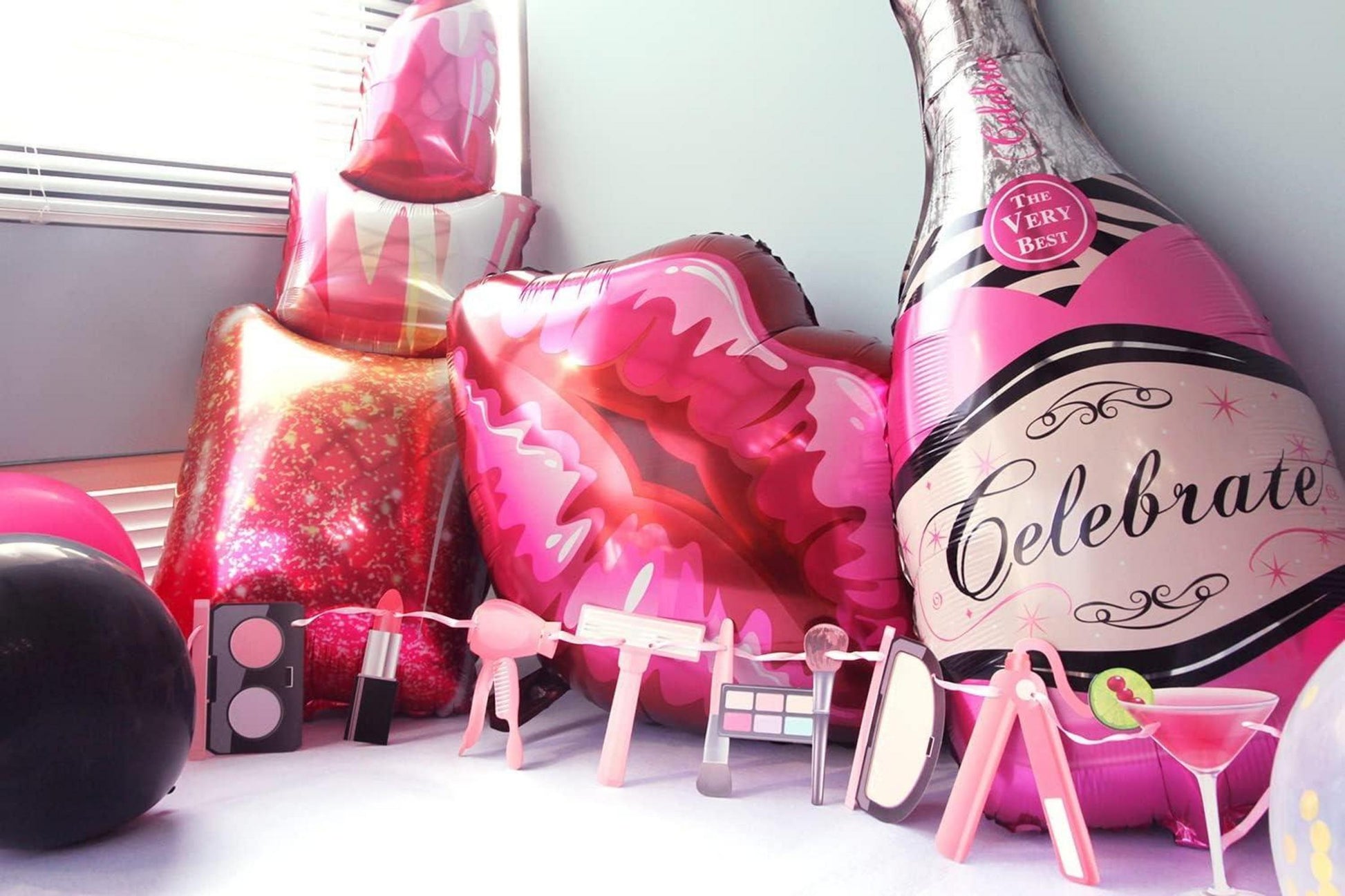 Geburtstagsdeko Damen Set - XXL Folienballons Happy Birthday Girlande