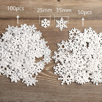 150 Schneeflocken Holzdeko Weiß – Mini Streuteile Weihnachten