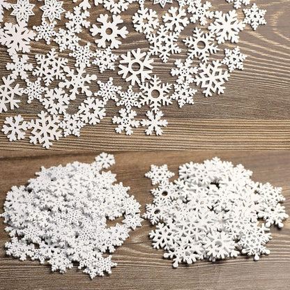150 Schneeflocken Holzdeko Weiß – Mini Streuteile Weihnachten