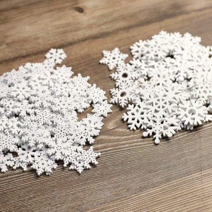 150 Schneeflocken Holzdeko Weiß – Mini Streuteile Weihnachten