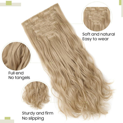 Welliges Haarverlängerung Set – Dunkelblond & Bleichblond