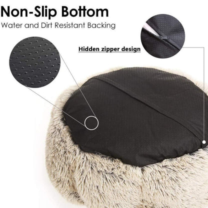 Orthopädisches Hundebett rund, Flauschig & Waschbar - Schwarz 80cm