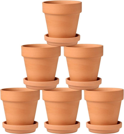6er Set Terrakotta Töpfe mit Untersetzer 13x13 cm Sukkulenten