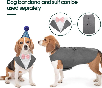 Kuoser Hund Smoking Anzug Bandana Set Haustier Fomal Kleidung Hunde