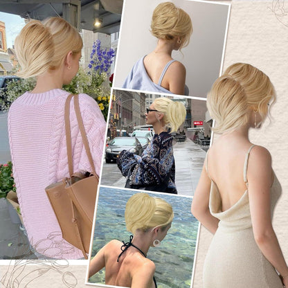 Synthetisches Haarteil Extensions Pferdeschwanz Hellblond 20cm