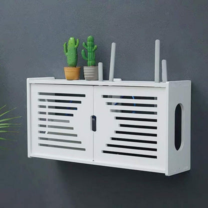 Wandregal für Router mit Kabelmanagement, Weiß