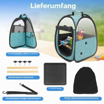 Vogel-Reisetasche atmungsaktiv mit Sitzstange