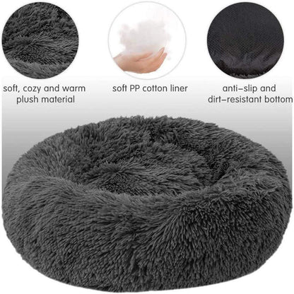 Rundes Hundebett Plüsch 120cm Hellgrau