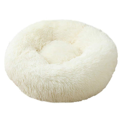 Rundes Hundebett Plüsch 110cm Weiß – Weiches Kuschelkissen