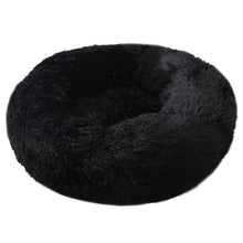 Rundes Hundebett Plüsch 110cm Schwarz – Weiches Kuschelkissen