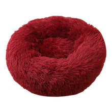 Rundes Hundebett Plüsch 120CM Rotwein