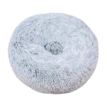 Rundes Hundebett Plüsch 110cm Hellgrau