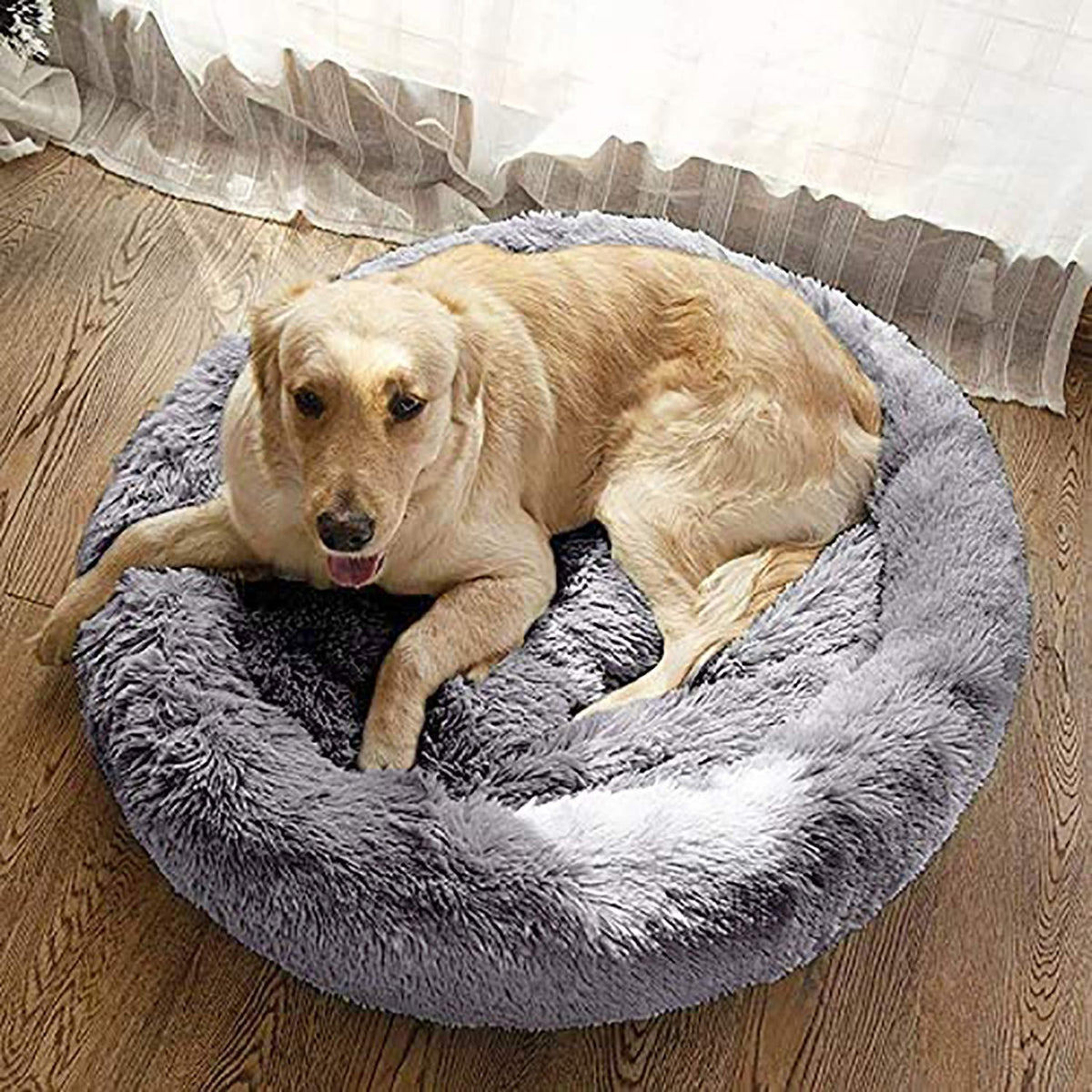 Donut Hundebett Deluxe – Weiches Plüschkissen Ø 120cm