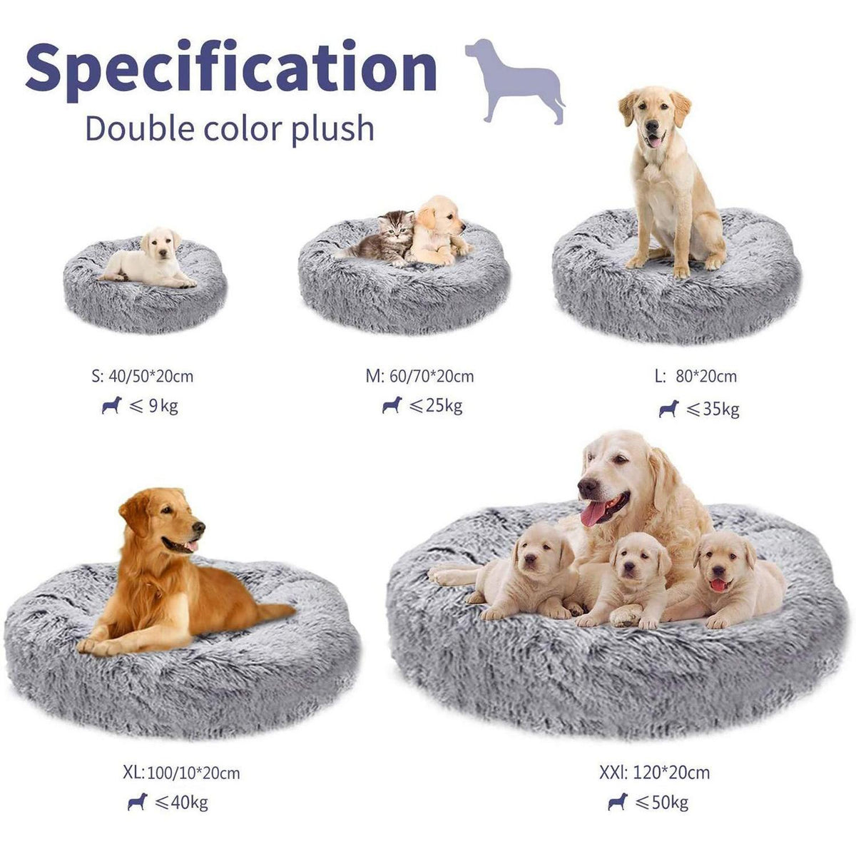 Donut Hundebett Deluxe – Weiches Plüschkissen Ø 120cm