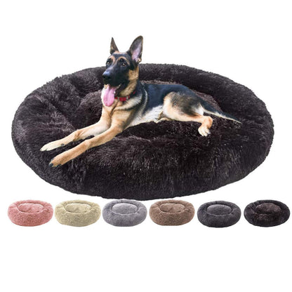 Donut Hundebett Deluxe – Weiches Plüsch Sofa Ø 120cm Schwarz