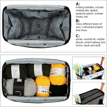 Garn-Aufbewahrungstasche mit vielen Fächern, Reihergrau