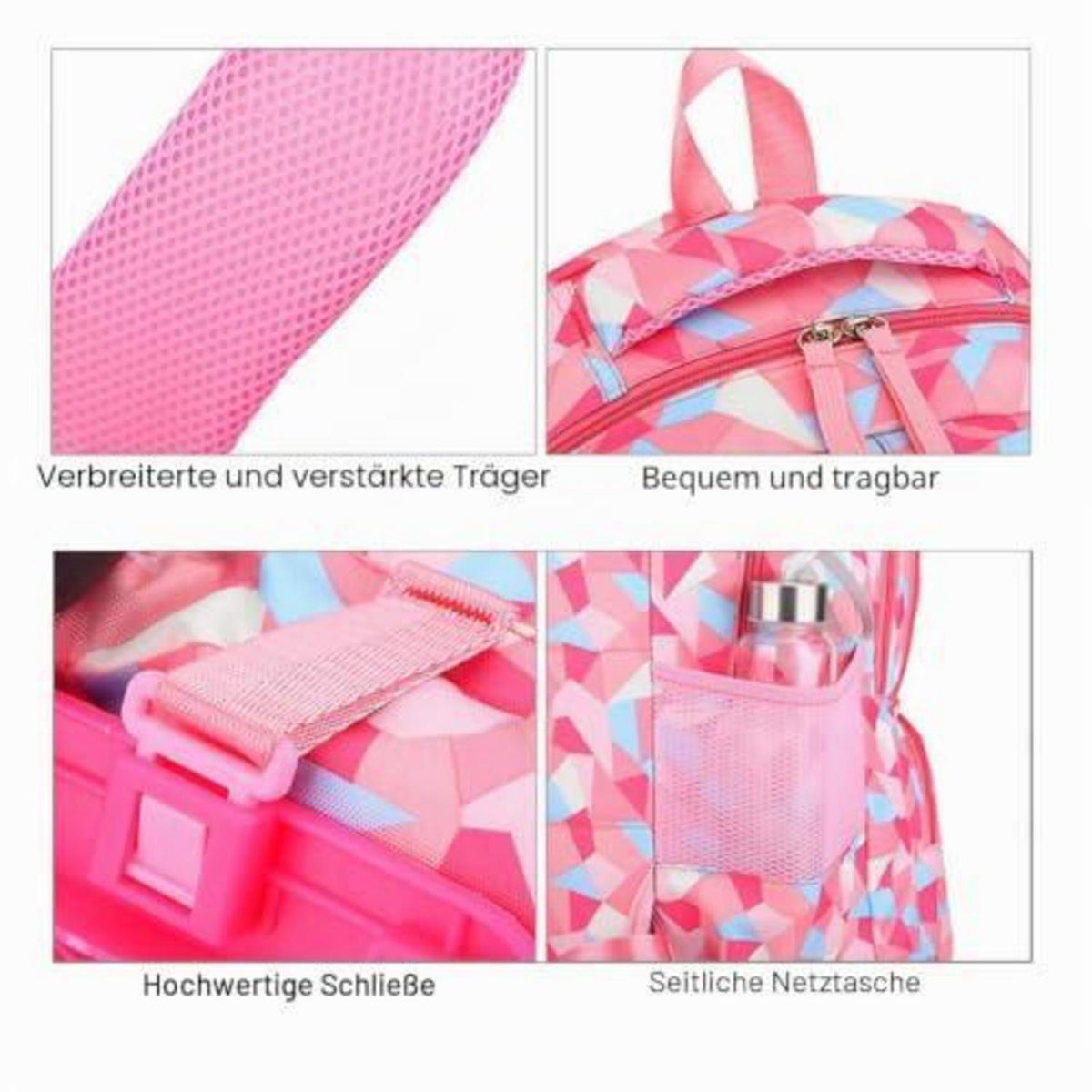 Trolley Schulranzen Mädchen Rosa – 6 Räder, Wasserdicht & Groß