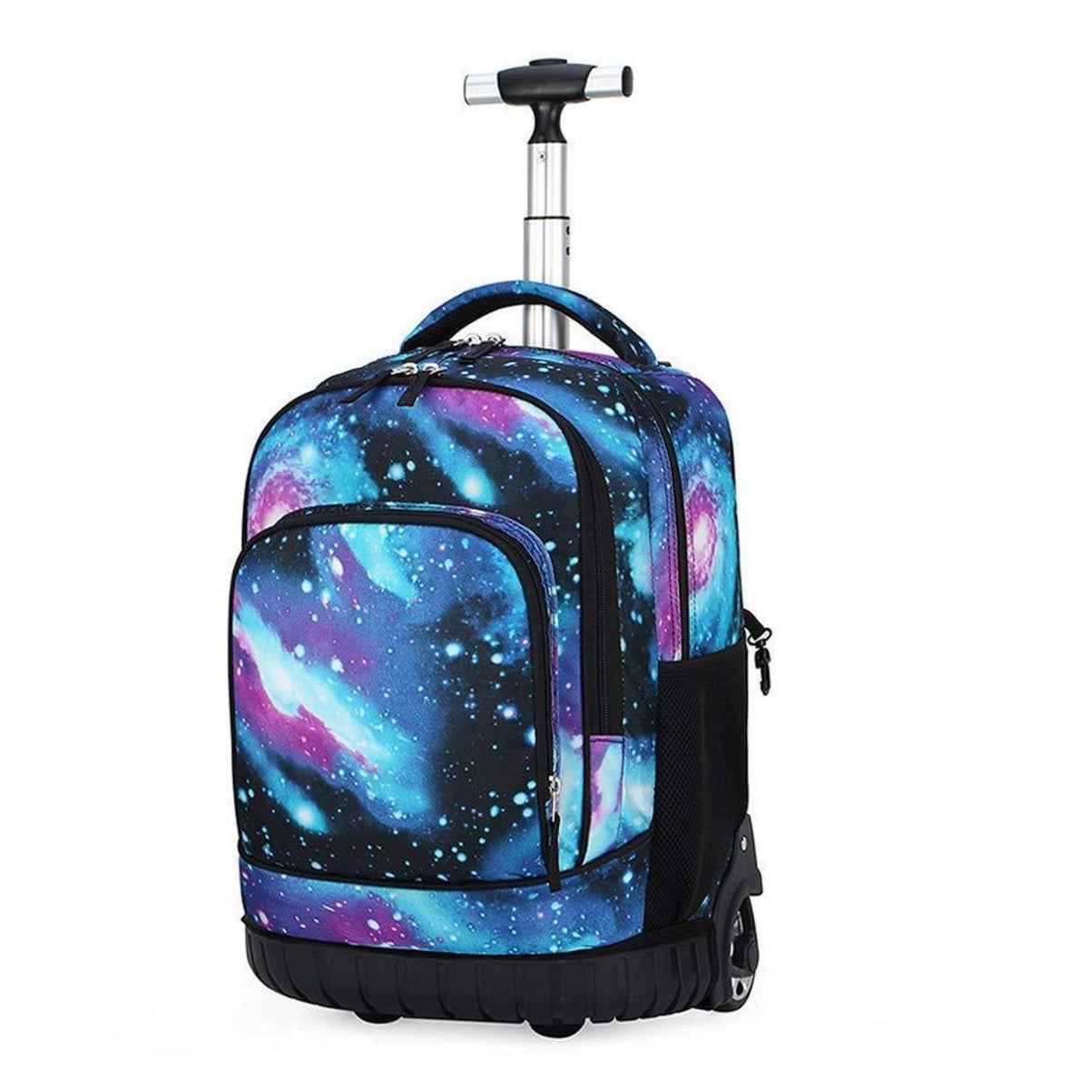 Trolley Rucksack Schulranzen mit Rollen – Sternenhimmel Grün