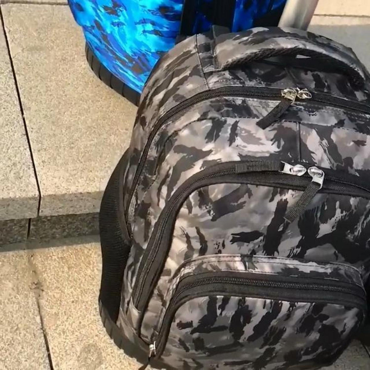 Trolley Rucksack Schulranzen mit Rollen – Sternenhimmel Grün