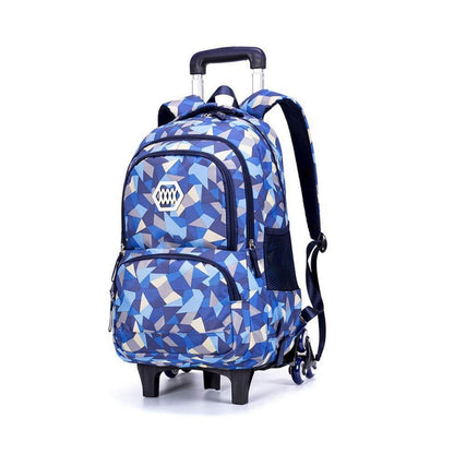 Trolley Schulranzen 6 Räder Blau – Wasserdichter Rucksack für Mädchen