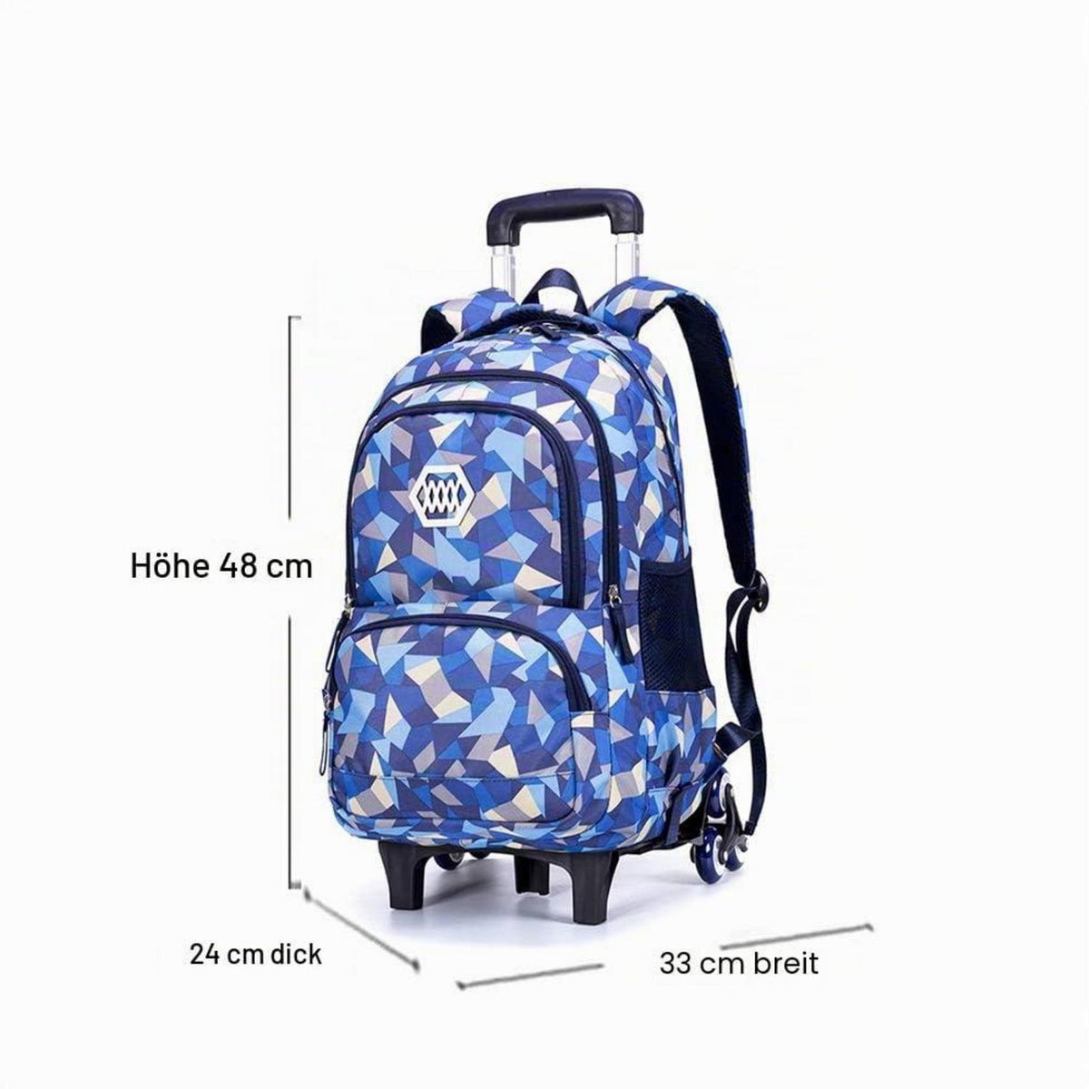 Trolley Schulranzen 6 Räder Blau – Wasserdichter Rucksack für Mädchen