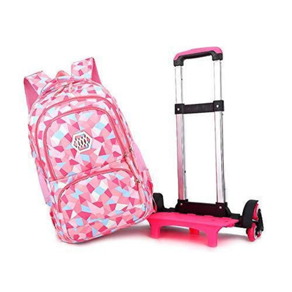 Trolley Schulranzen 6 Räder Violett – Wasserdichter Rucksack für Mädchen