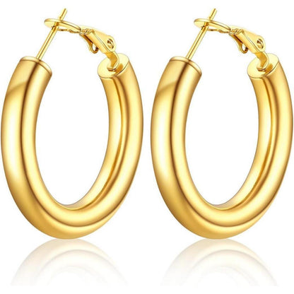 Damen Kreolen Ohrringe Edelstahl vergoldet 30mm-80mm Hoop