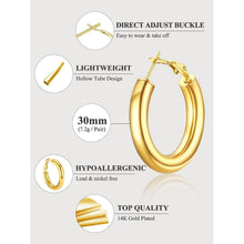 Damen Kreolen Ohrringe Edelstahl vergoldet 30mm-80mm Hoop