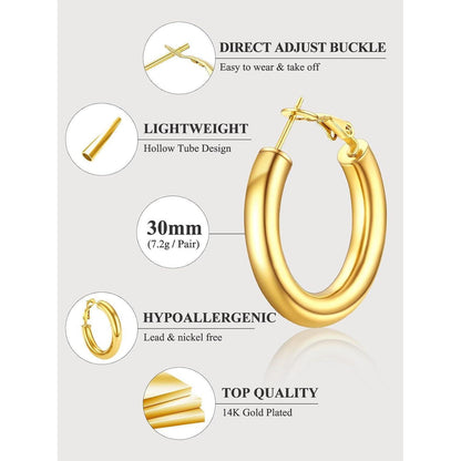 Damen Kreolen Ohrringe Edelstahl vergoldet 30mm-80mm Hoop