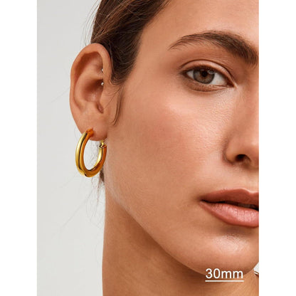 Damen Kreolen Ohrringe Edelstahl vergoldet 30mm-80mm Hoop