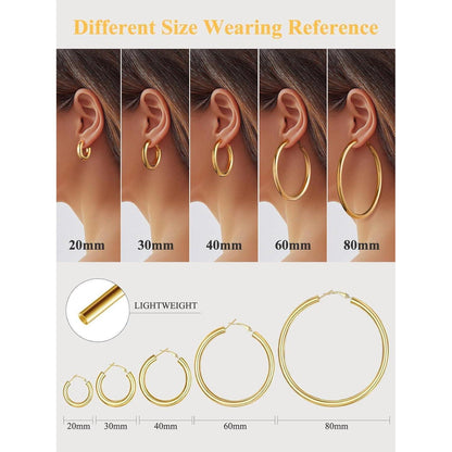 Damen Kreolen Ohrringe Edelstahl vergoldet 30mm-80mm Hoop