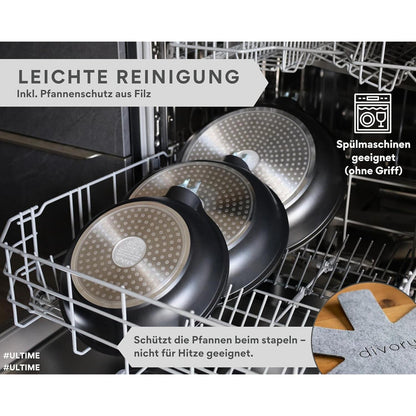 Schmorpfanne 28cm mit Deckel, abnehmbarer Griff, Induktion
