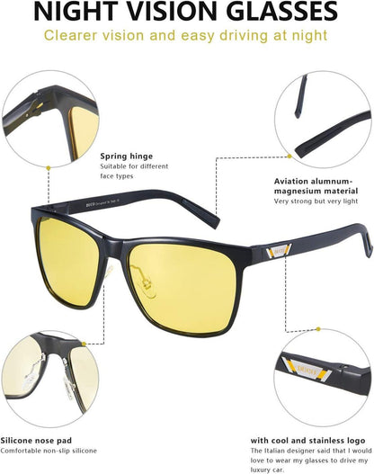 DUCO Polarisierte HD Gelbe Nachtsichtbrille Autofahrer Anti-Blendung