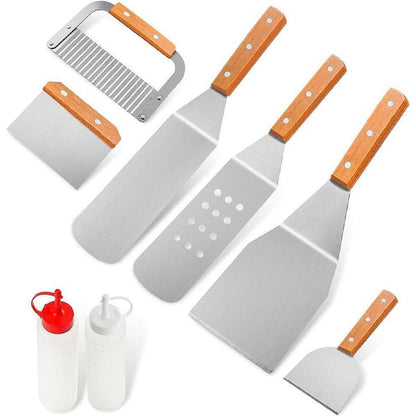 8-TLG Profi Grillbesteck Set Grillwender mit Tragetasche