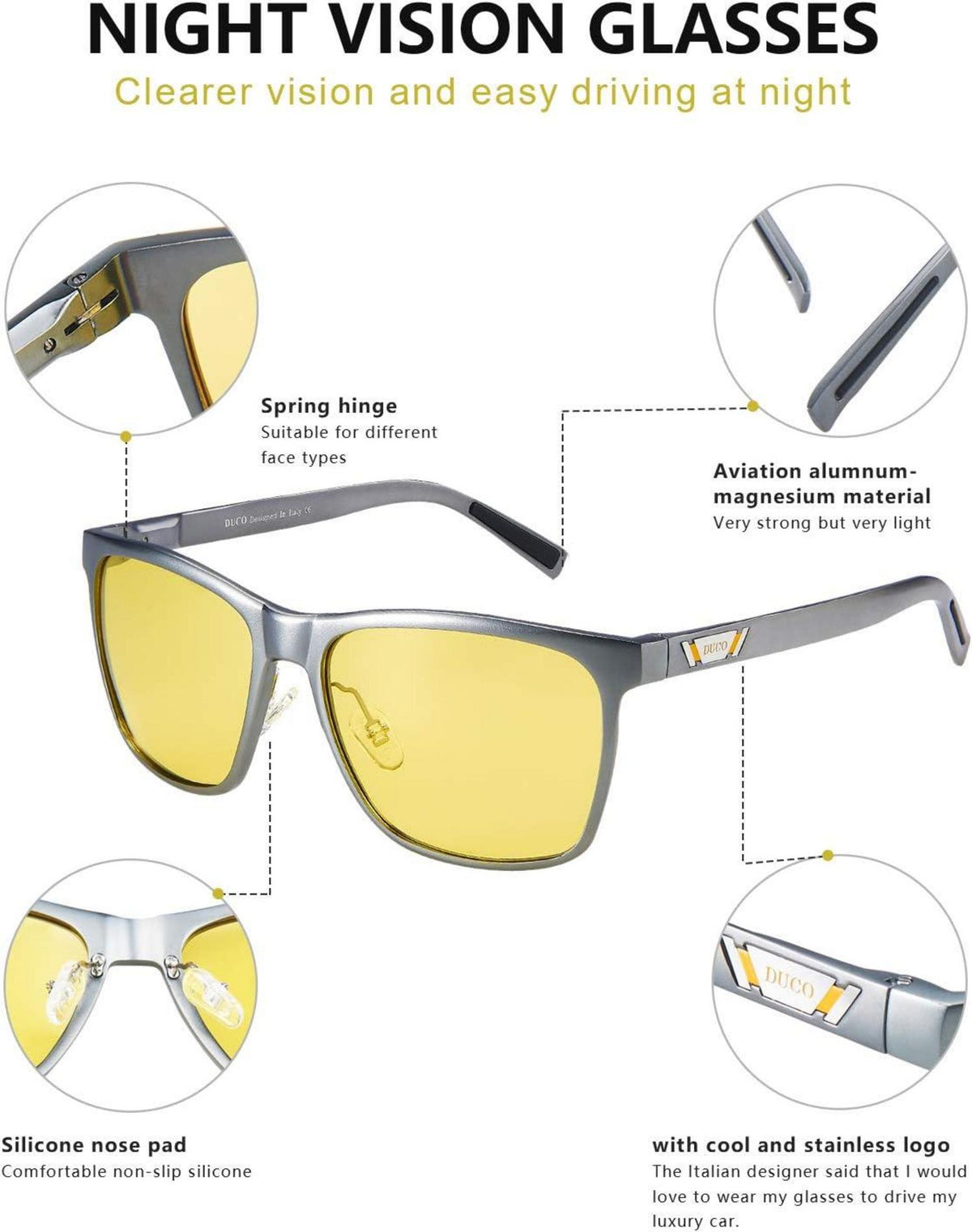 Nachtsichtbrille Polarisierte Gelb HD-Nachtbrille Autofahren