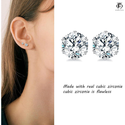 925 Sterling Silber Ohrstecker Set, 4 Paar Zirkonia, 3-6mm