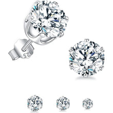 925 Sterling Silber Ohrstecker Set, Zirkonia, 2/3/4mm