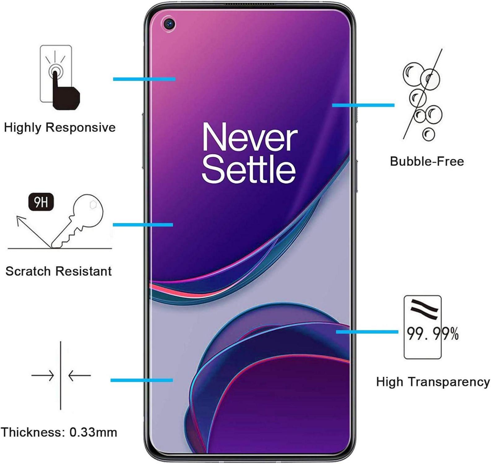 Panzer Schutz Glas für OnePlus 8T, 2 Stück 9H