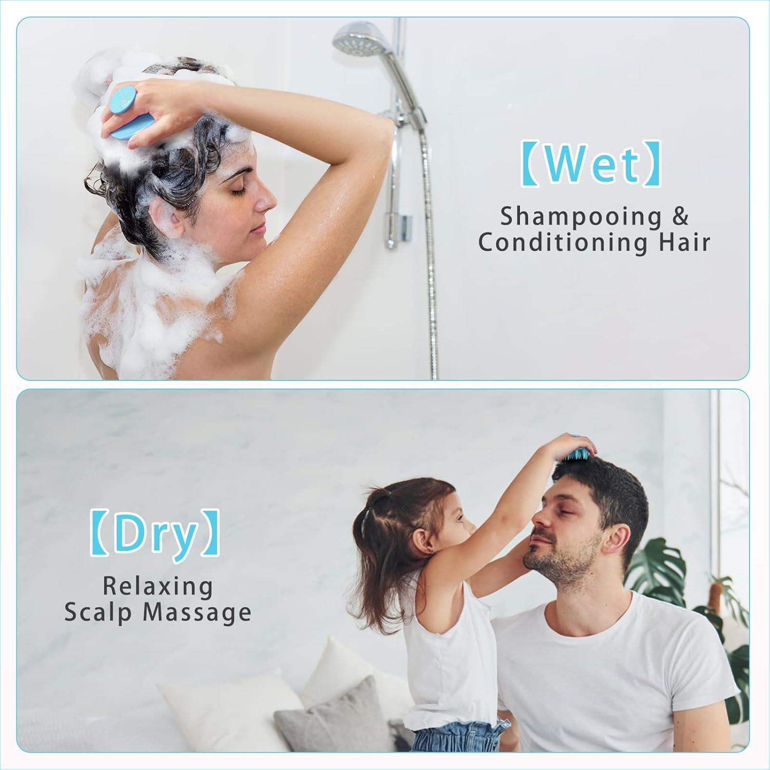 Kopfhautmassagebürste Silikon Shampoobürste Lang Steif Borsten Peeling