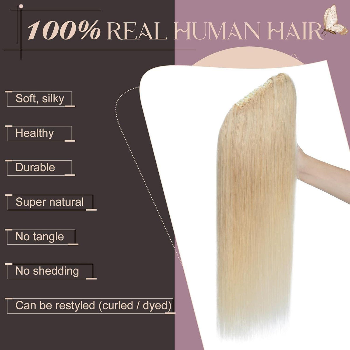 Remy Echthaar Zopf Extension Blond 55cm – Schnell & Einfach
