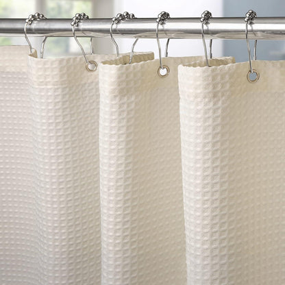 Waffel Duschvorhang mit Metallhaken Anti-Schimmel Textil 182x214cm