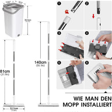 Wischmopp Set mit Eimer, Flachmopp Bodenwischer, 10 Mopp