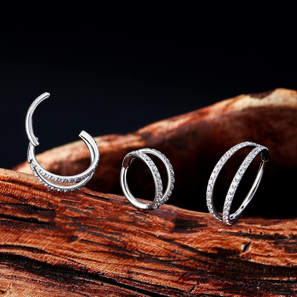 Helix Ring mit Zirkonia, 16G Edelstahl Septum Piercing