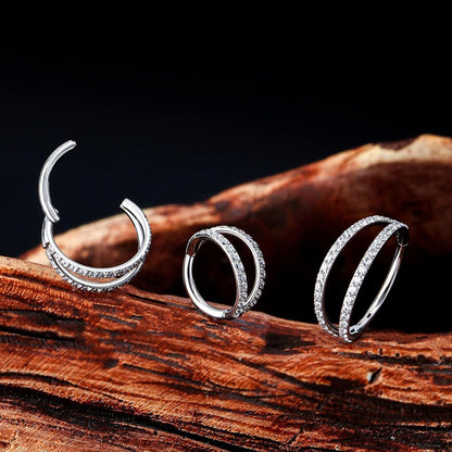 Helix Ring mit Zirkonia, 16G Edelstahl Septum Piercing