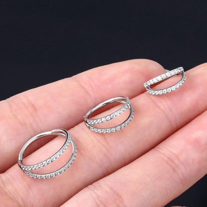 Helix Ring mit Zirkonia, 16G Edelstahl Septum Piercing