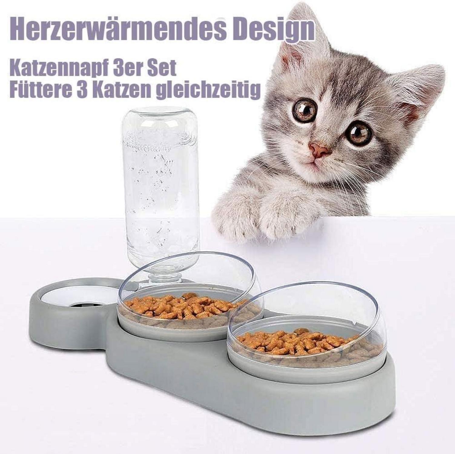 Katzennapf-Set 15° Neigbar Doppelter Futternapf Nass Trockenfutter
