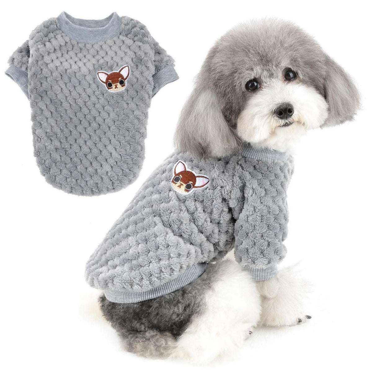 Hundepullover Fleece Wintermantel Grau M