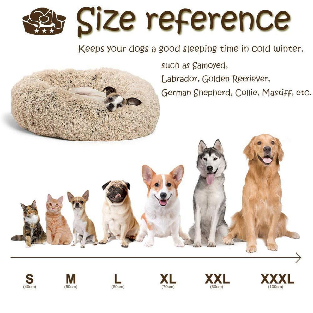 Rundes Hundebett Plüsch – Weiches Kuschelkissen 120cm
