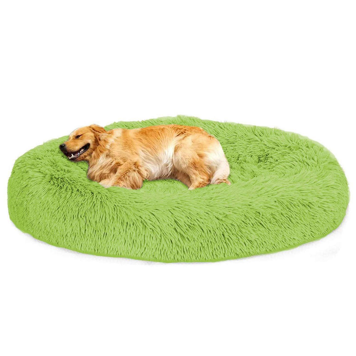 Hundebett Donut Grün 120cm – Weiches Plüschkissen für Große Hunde